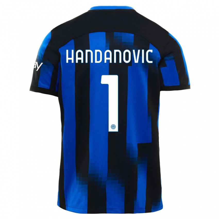 Mujer Camiseta Samir Handanovic #1 Azul Negro 1ª Equipación 2023/24 La Camisa