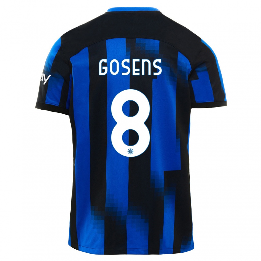 Mujer Camiseta Robin Gosens #8 Azul Negro 1ª Equipación 2023/24 La Camisa