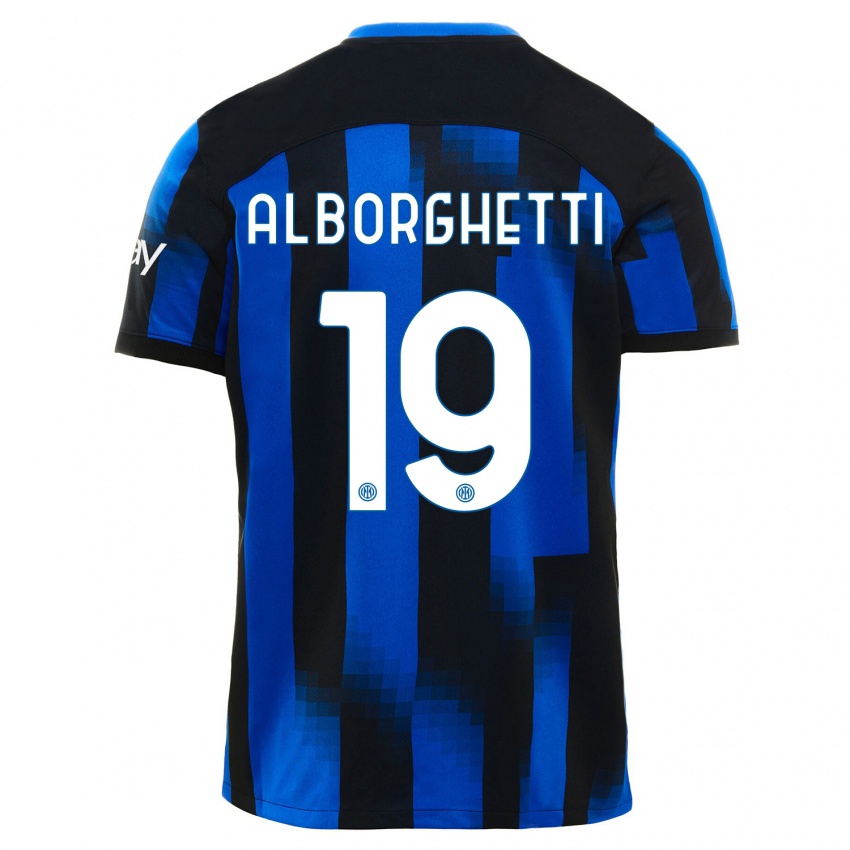Mujer Camiseta Lisa Alborghetti #19 Azul Negro 1ª Equipación 2023/24 La Camisa