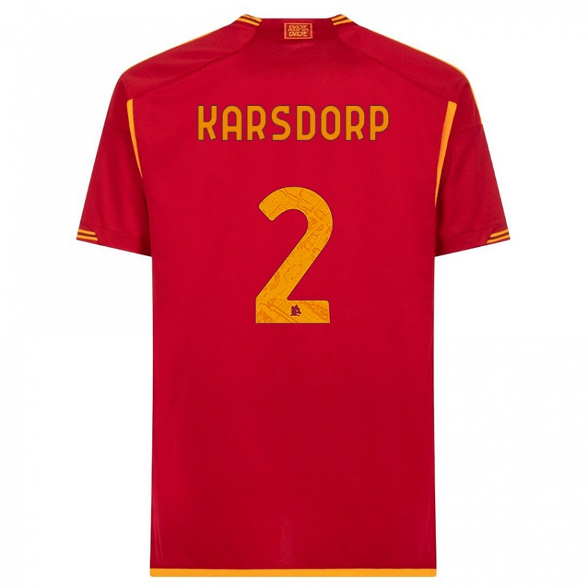 Mujer Camiseta Rick Karsdorp #2 Rojo 1ª Equipación 2023/24 La Camisa