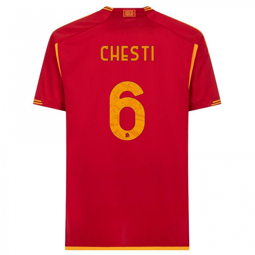 Mujer Camiseta Francesco Chesti #6 Rojo 1ª Equipación 2023/24 La Camisa