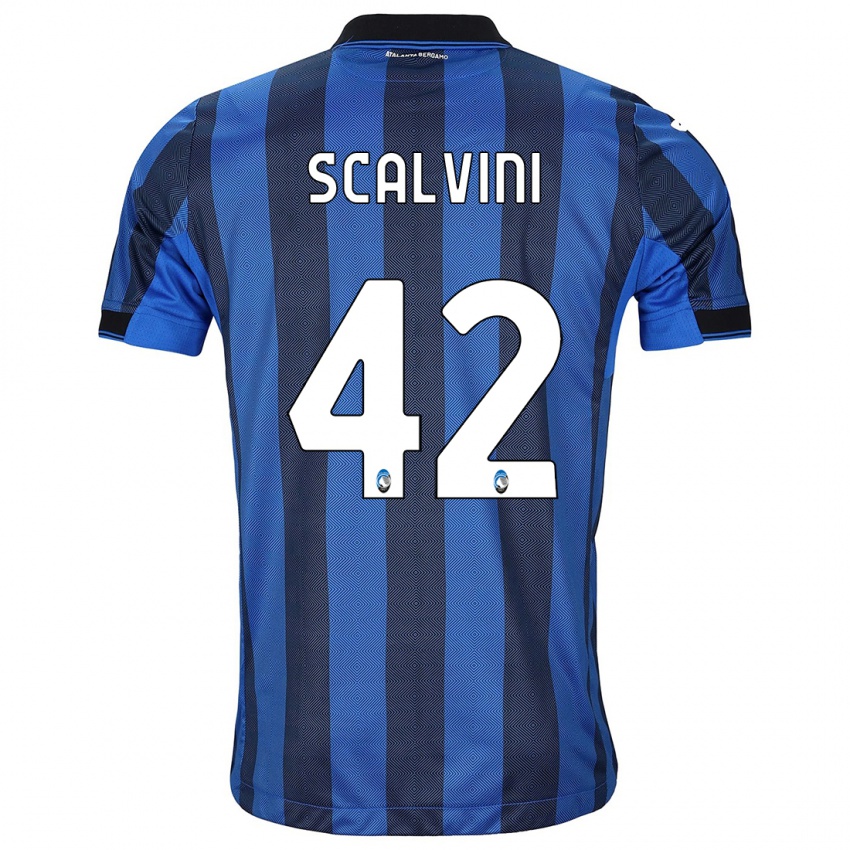 Mujer Camiseta Giorgio Scalvini #42 Azul Negro 1ª Equipación 2023/24 La Camisa