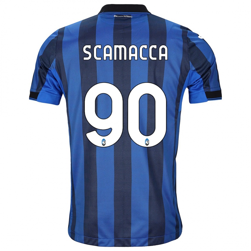 Mujer Camiseta Gianluca Scamacca #90 Azul Negro 1ª Equipación 2023/24 La Camisa