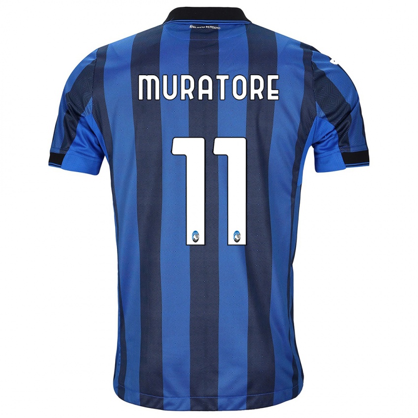 Mujer Camiseta Simone Muratore #11 Azul Negro 1ª Equipación 2023/24 La Camisa