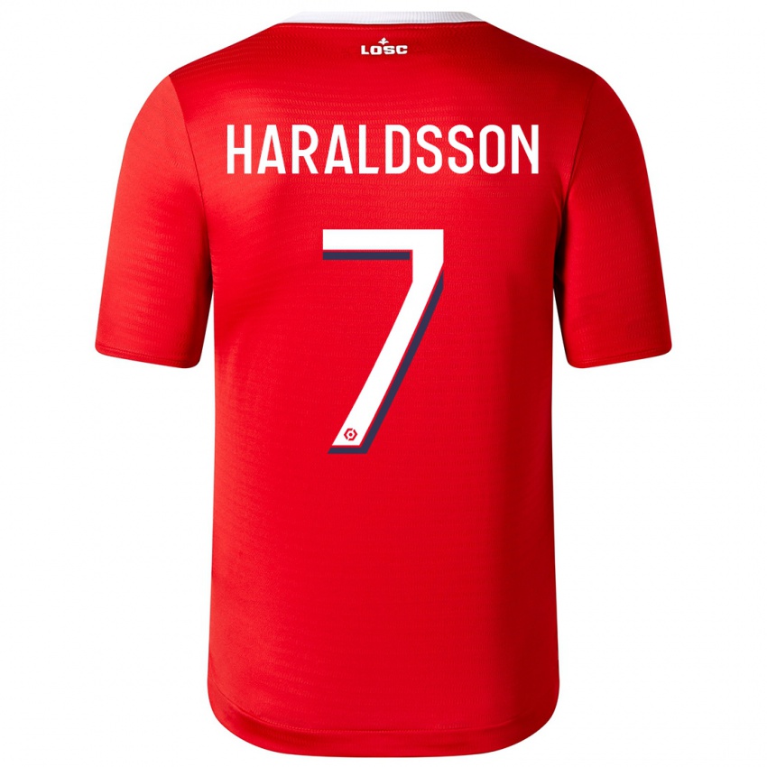 Mujer Camiseta Hákon Arnar Haraldsson #7 Rojo 1ª Equipación 2023/24 La Camisa