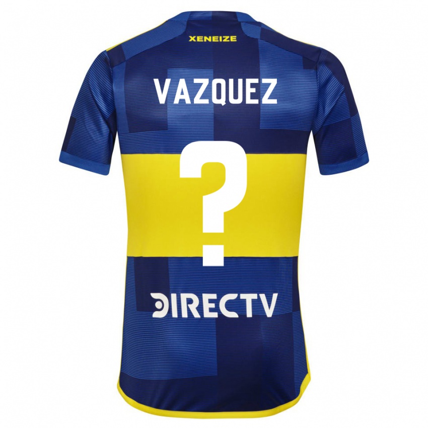 Mujer Camiseta Luis Vazquez #0 Azul Oscuro Amarillo 1ª Equipación 2023/24 La Camisa