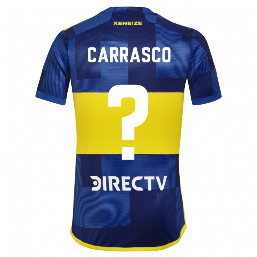 Mujer Camiseta Julian Carrasco #0 Azul Oscuro Amarillo 1ª Equipación 2023/24 La Camisa