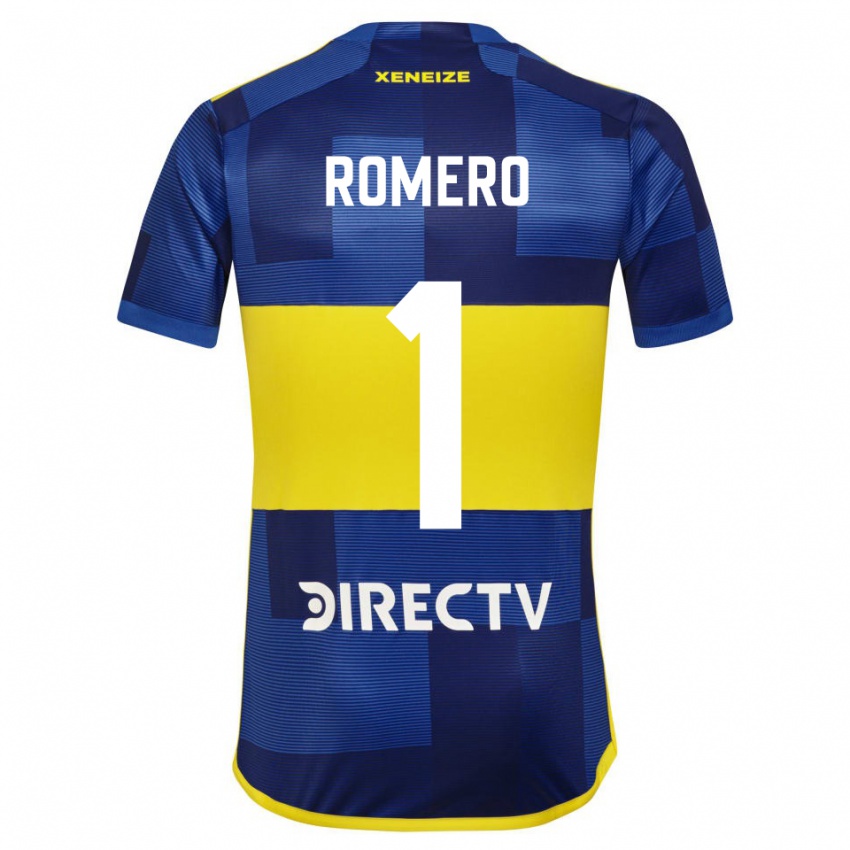 Mujer Camiseta Sergio Romero #1 Azul Oscuro Amarillo 1ª Equipación 2023/24 La Camisa