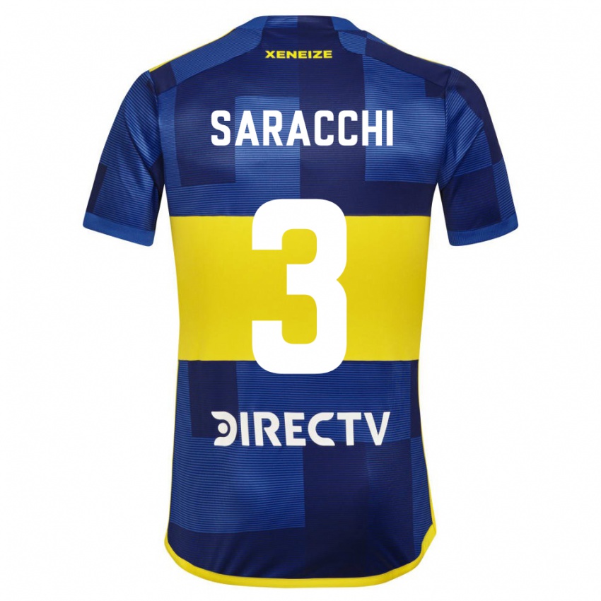 Mujer Camiseta Marcelo Saracchi #3 Azul Oscuro Amarillo 1ª Equipación 2023/24 La Camisa