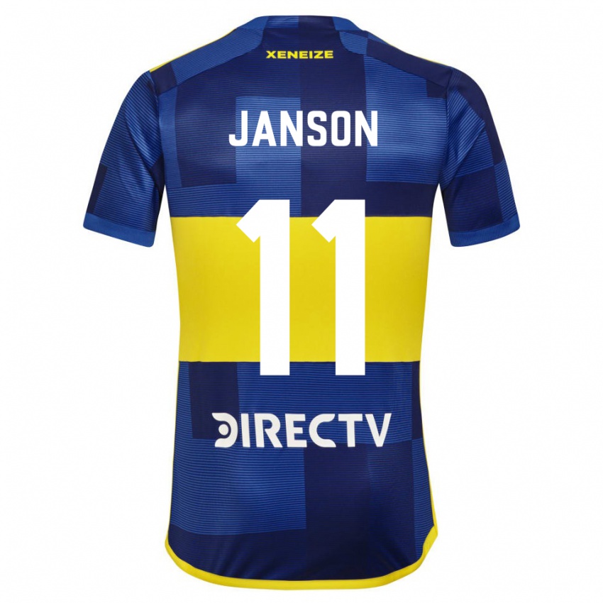 Mujer Camiseta Lucas Janson #11 Azul Oscuro Amarillo 1ª Equipación 2023/24 La Camisa