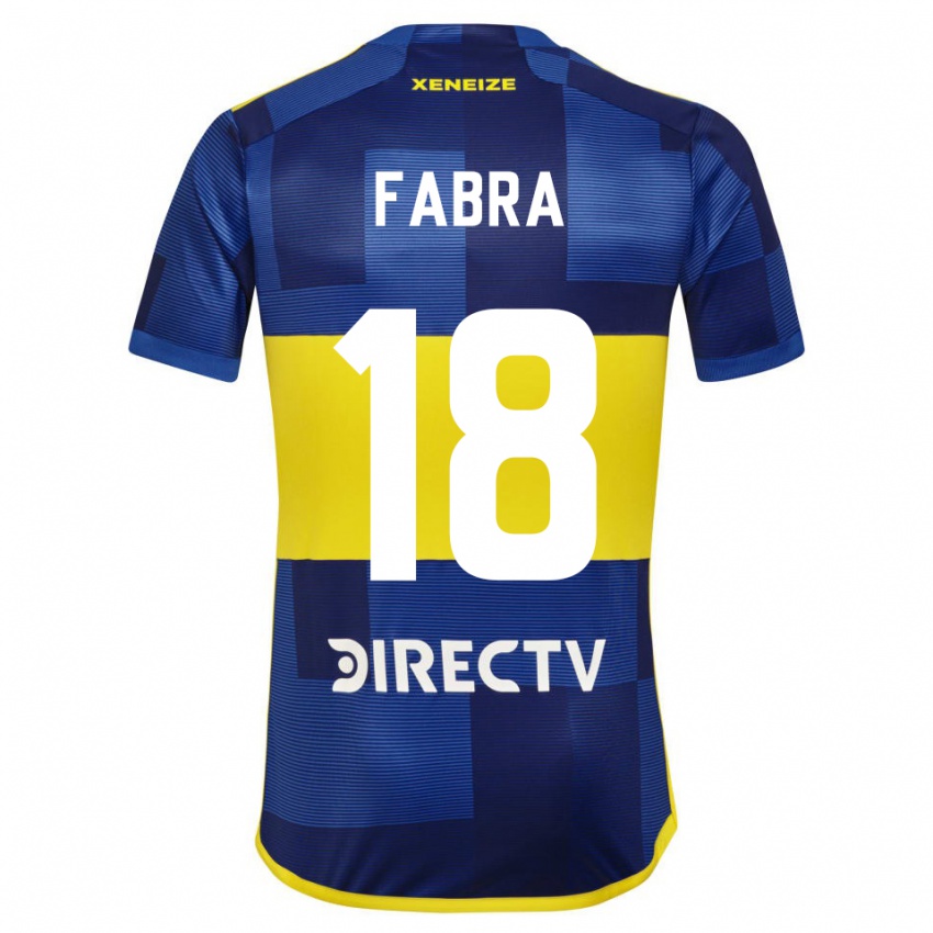 Mujer Camiseta Frank Fabra #18 Azul Oscuro Amarillo 1ª Equipación 2023/24 La Camisa