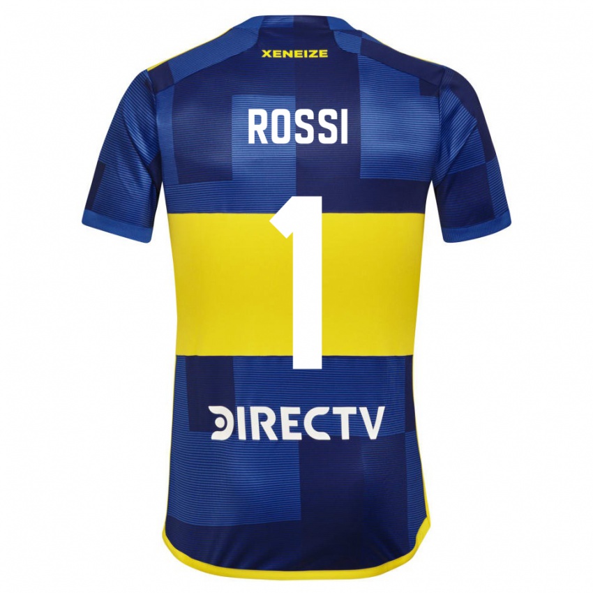 Mujer Camiseta Agustin Rossi #1 Azul Oscuro Amarillo 1ª Equipación 2023/24 La Camisa