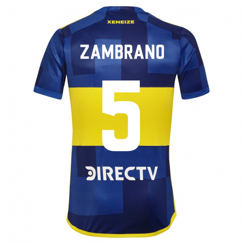 Mujer Camiseta Carlos Zambrano #5 Azul Oscuro Amarillo 1ª Equipación 2023/24 La Camisa
