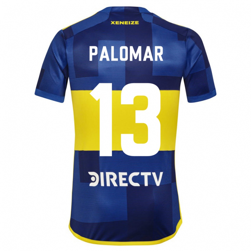 Mujer Camiseta Estefania Palomar #13 Azul Oscuro Amarillo 1ª Equipación 2023/24 La Camisa