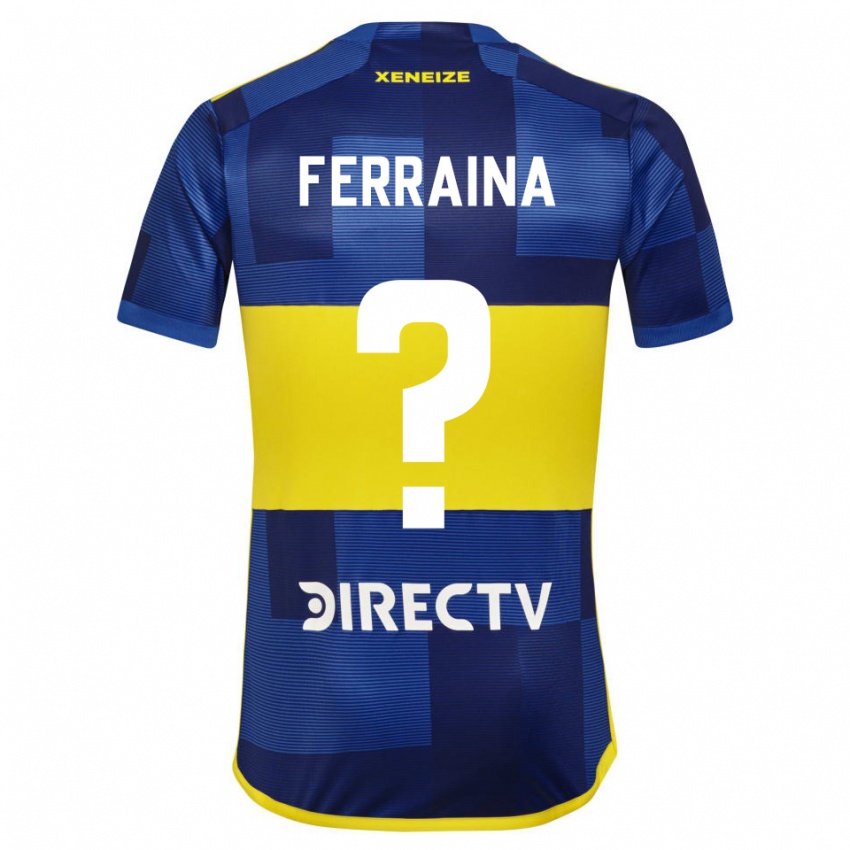 Mujer Camiseta Giovanni Ferraina #0 Azul Oscuro Amarillo 1ª Equipación 2023/24 La Camisa