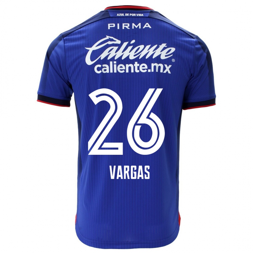 Mujer Camiseta Carlos Vargas #26 Azul 1ª Equipación 2023/24 La Camisa