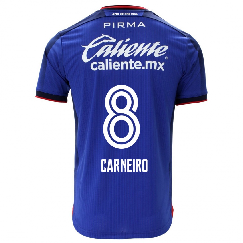 Mujer Camiseta Gonzalo Carneiro #8 Azul 1ª Equipación 2023/24 La Camisa