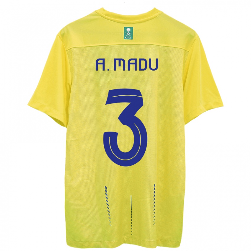 Mujer Camiseta Abdullah Madu #3 Amarillo 1ª Equipación 2023/24 La Camisa