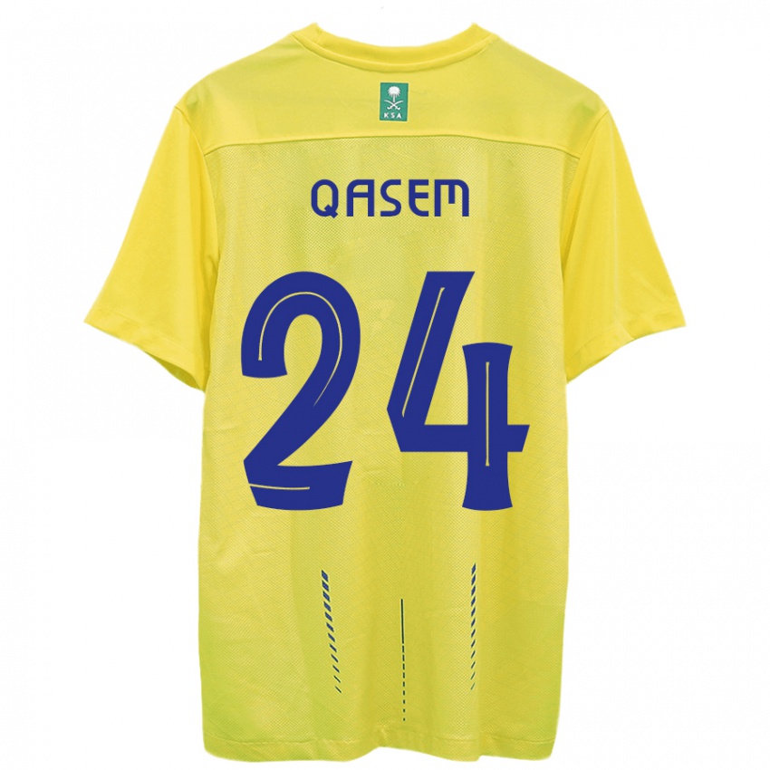 Mujer Camiseta Mohammed Qasem #24 Amarillo 1ª Equipación 2023/24 La Camisa