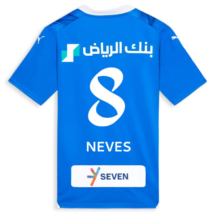 Mujer Camiseta Ruben Neves #8 Azul 1ª Equipación 2023/24 La Camisa