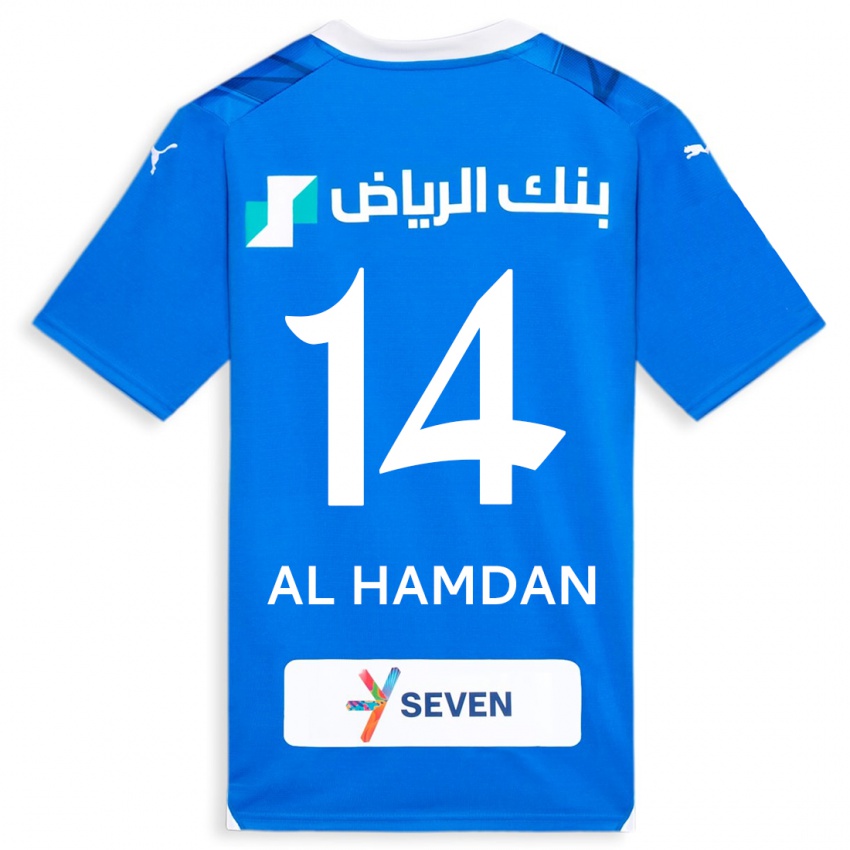 Mujer Camiseta Abdullah Al-Hamdan #14 Azul 1ª Equipación 2023/24 La Camisa