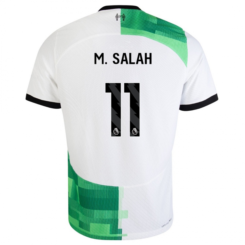 Mujer Camiseta Mohamed Salah #11 Blanco Verde 2ª Equipación 2023/24 La Camisa