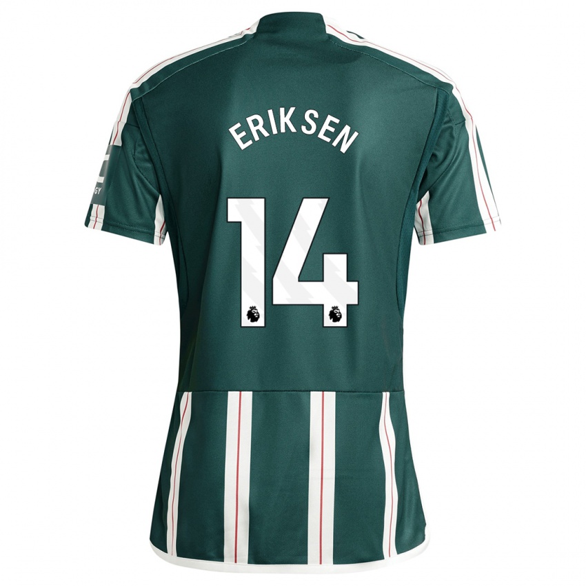 Mujer Camiseta Christian Eriksen #14 Verde Oscuro 2ª Equipación 2023/24 La Camisa