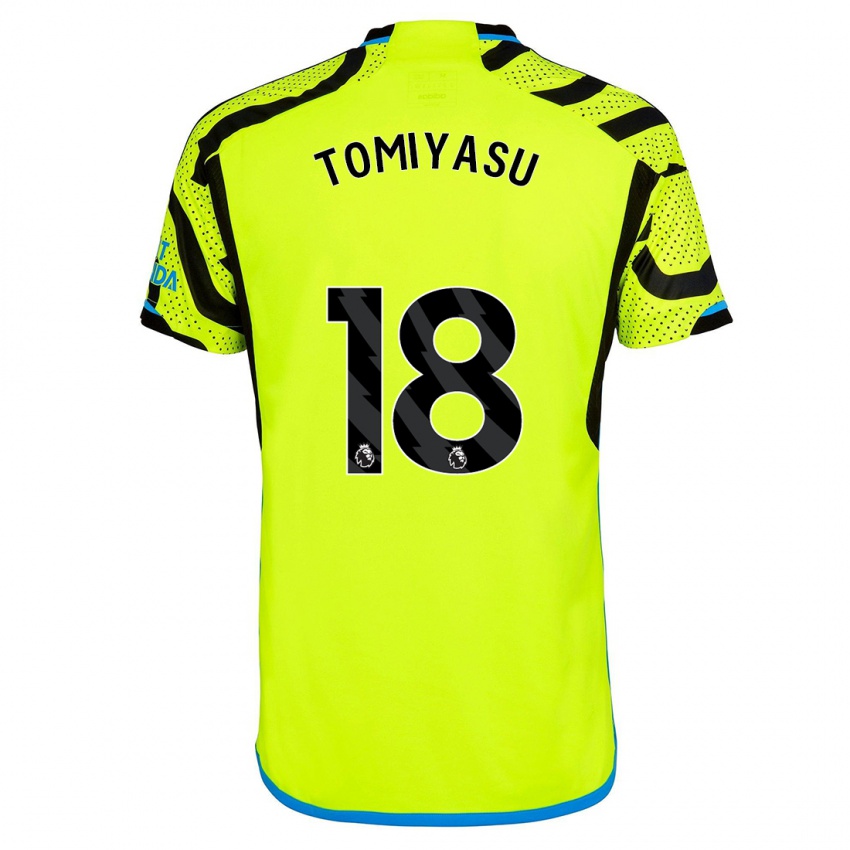 Mujer Camiseta Takehiro Tomiyasu #18 Amarillo 2ª Equipación 2023/24 La Camisa