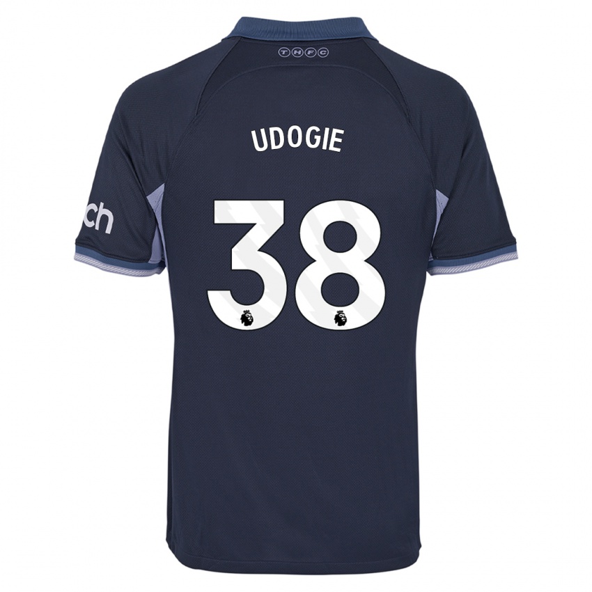 Mujer Camiseta Destiny Udogie #38 Azul Oscuro 2ª Equipación 2023/24 La Camisa