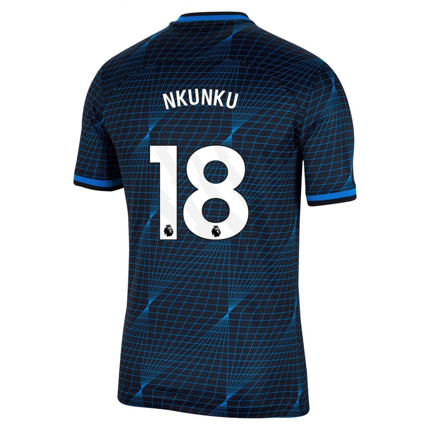 Mujer Camiseta Christopher Nkunku #18 Azul Oscuro 2ª Equipación 2023/24 La Camisa