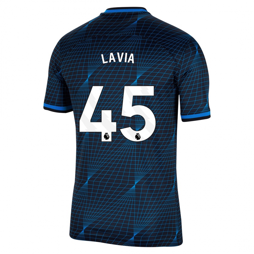 Mujer Camiseta Romeo Lavia #45 Azul Oscuro 2ª Equipación 2023/24 La Camisa