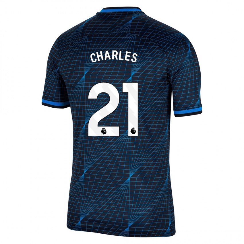Mujer Camiseta Niamh Charles #21 Azul Oscuro 2ª Equipación 2023/24 La Camisa