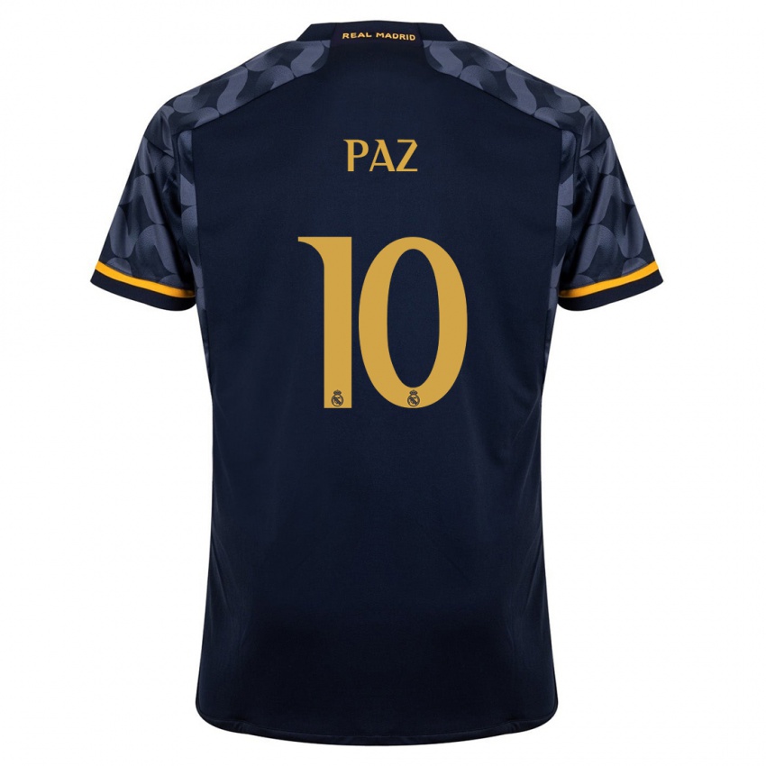 Mujer Camiseta Nico Paz #10 Azul Oscuro 2ª Equipación 2023/24 La Camisa