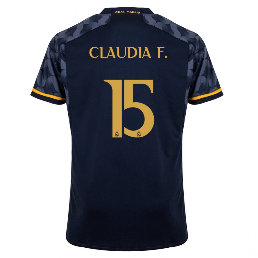 Mujer Camiseta Claudia Florentino #15 Azul Oscuro 2ª Equipación 2023/24 La Camisa