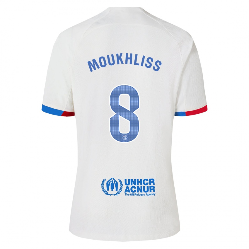 Mujer Camiseta Moha Moukhliss #8 Blanco 2ª Equipación 2023/24 La Camisa
