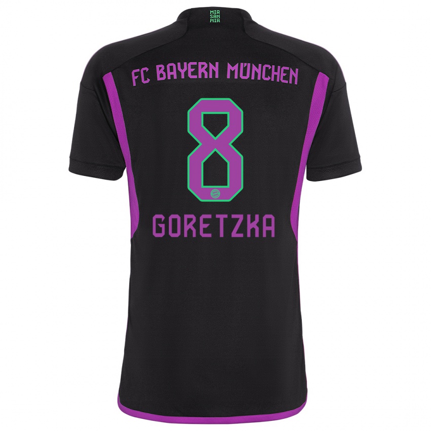 Mujer Camiseta Leon Goretzka #8 Negro 2ª Equipación 2023/24 La Camisa