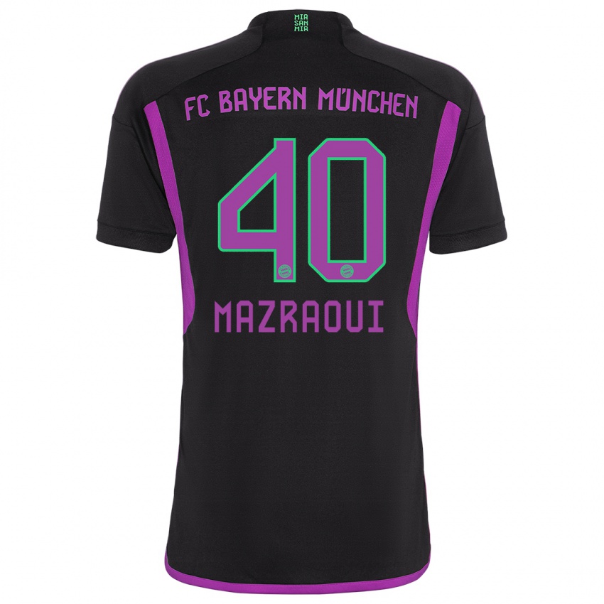 Mujer Camiseta Noussair Mazraoui #40 Negro 2ª Equipación 2023/24 La Camisa