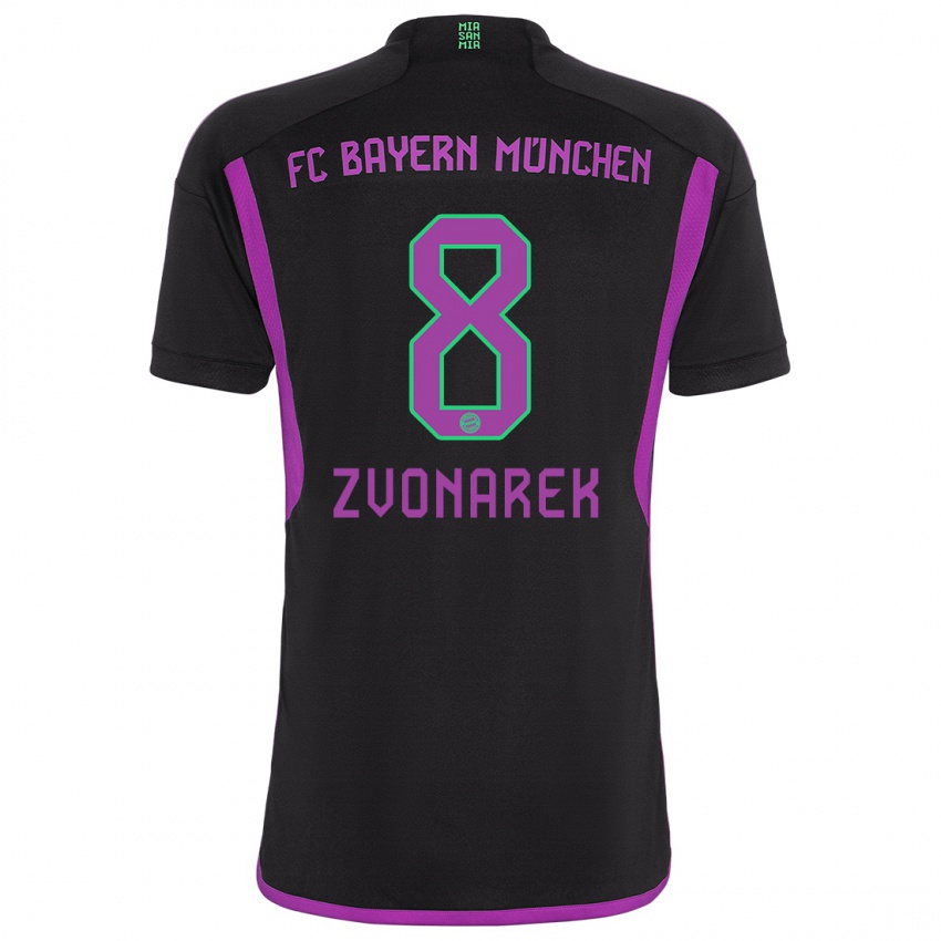 Mujer Camiseta Lovro Zvonarek #8 Negro 2ª Equipación 2023/24 La Camisa