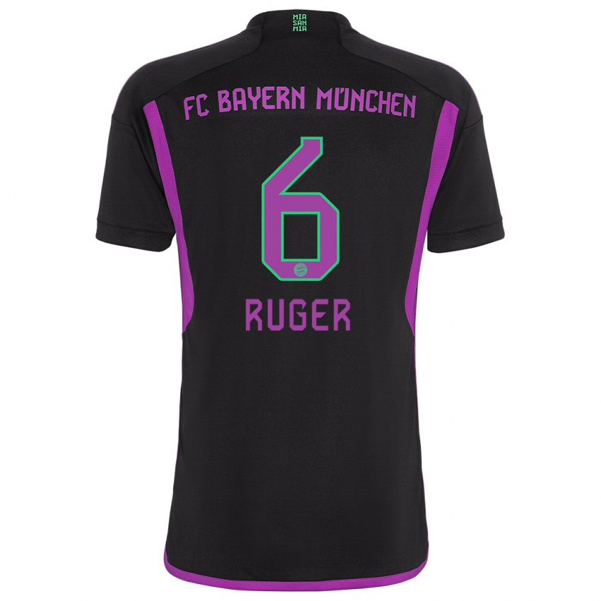 Mujer Camiseta Kurt Ruger #6 Negro 2ª Equipación 2023/24 La Camisa
