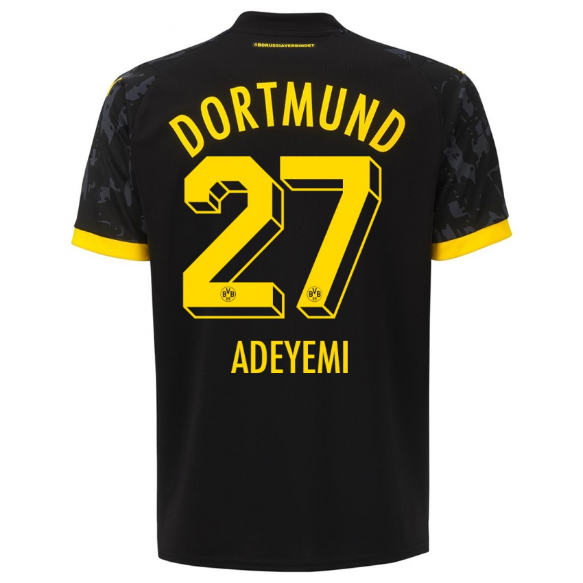 Mujer Camiseta Karim Adeyemi #27 Negro 2ª Equipación 2023/24 La Camisa