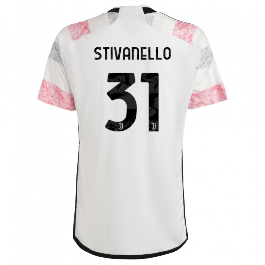 Mujer Camiseta Riccardo Stivanello #31 Blanco Rosa 2ª Equipación 2023/24 La Camisa