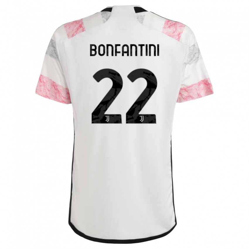 Mujer Camiseta Agnese Bonfantini #22 Blanco Rosa 2ª Equipación 2023/24 La Camisa