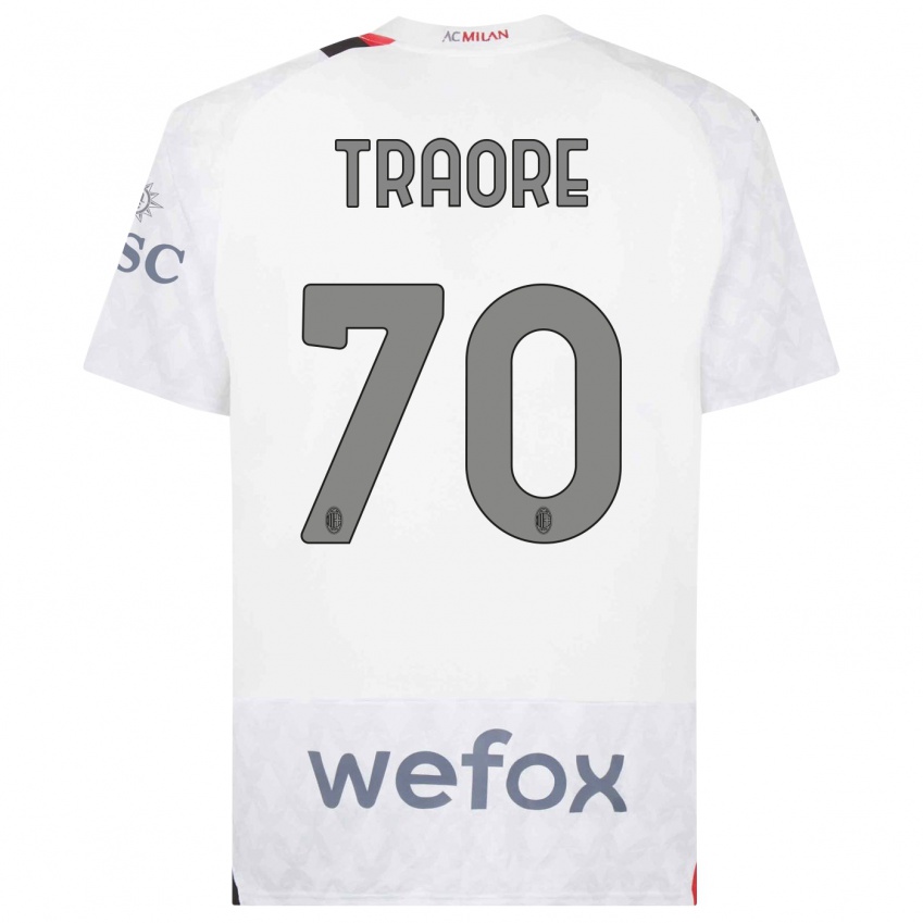 Mujer Camiseta Chaka Traore #70 Blanco 2ª Equipación 2023/24 La Camisa