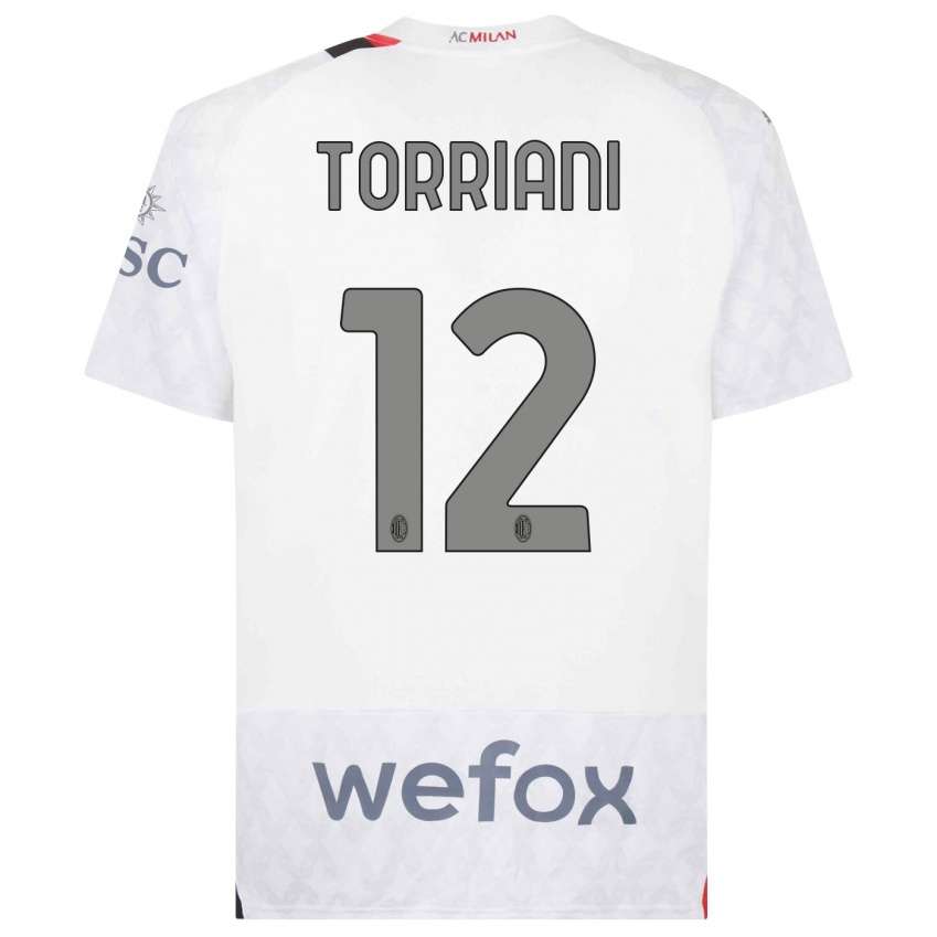Mujer Camiseta Lorenzo Torriani #12 Blanco 2ª Equipación 2023/24 La Camisa