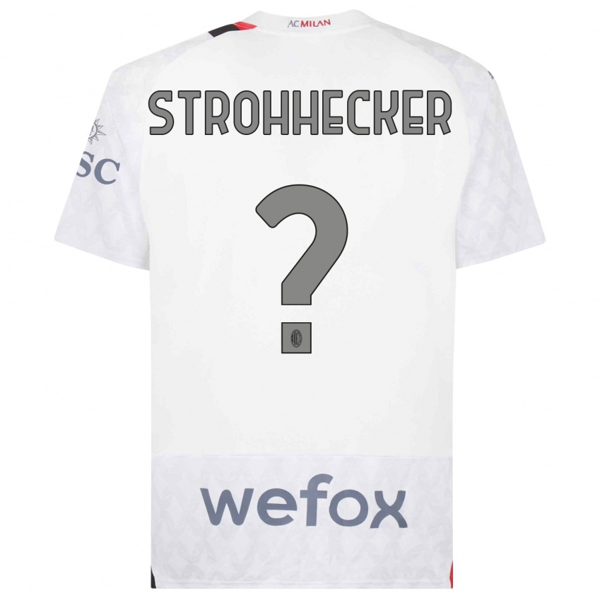 Mujer Camiseta Riccardo Strohhecker #0 Blanco 2ª Equipación 2023/24 La Camisa