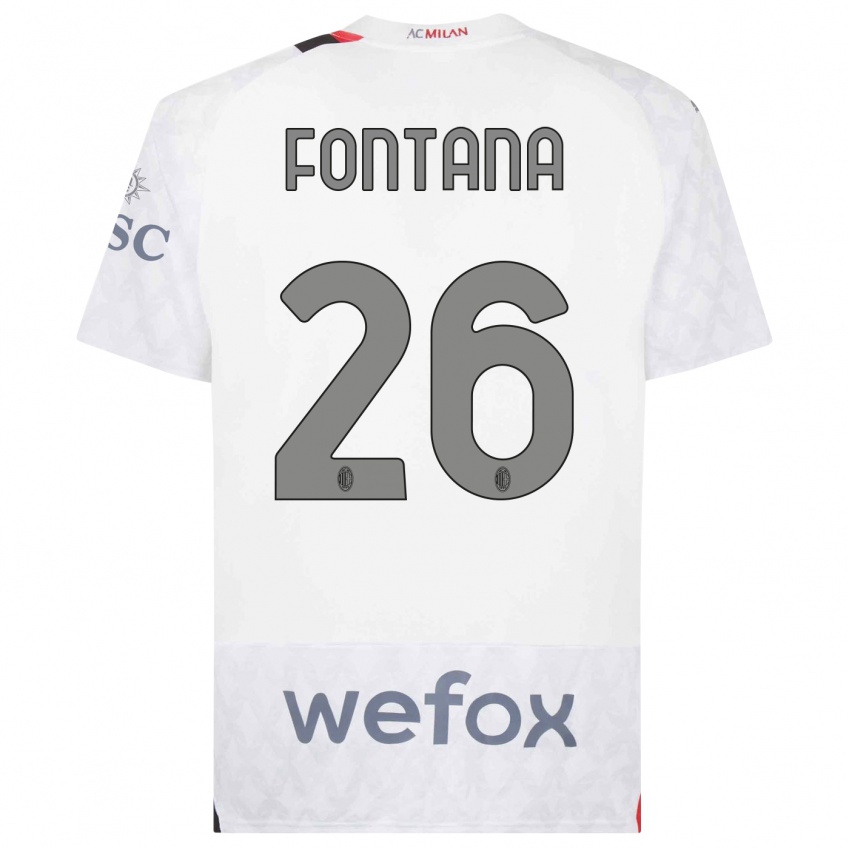 Mujer Camiseta Francesco Fontana #26 Blanco 2ª Equipación 2023/24 La Camisa