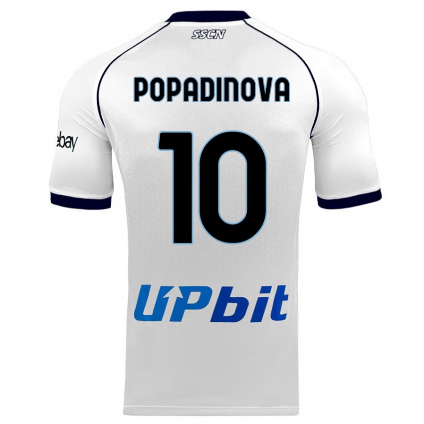 Mujer Camiseta Evdokiya Popadinova #10 Blanco 2ª Equipación 2023/24 La Camisa