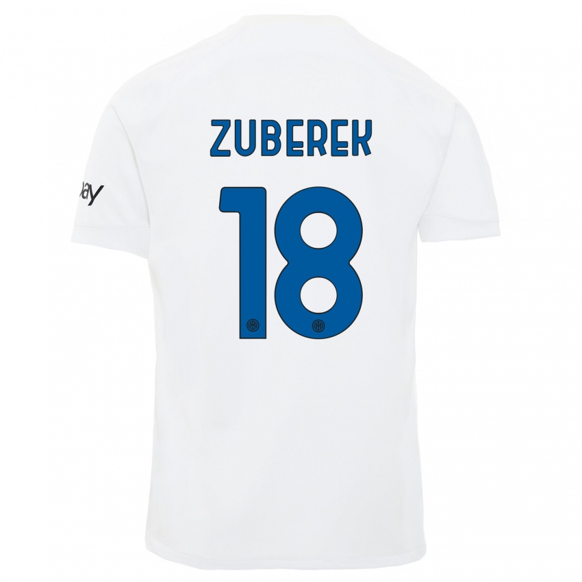 Mujer Camiseta Jan Zuberek #18 Blanco 2ª Equipación 2023/24 La Camisa