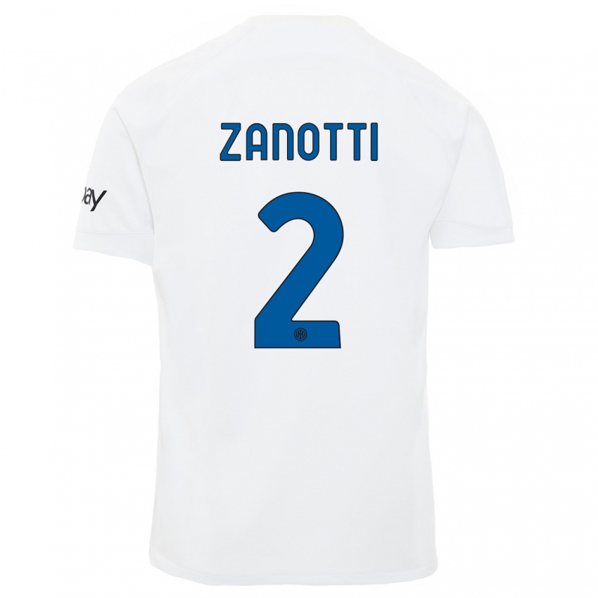 Mujer Camiseta Mattia Zanotti #2 Blanco 2ª Equipación 2023/24 La Camisa