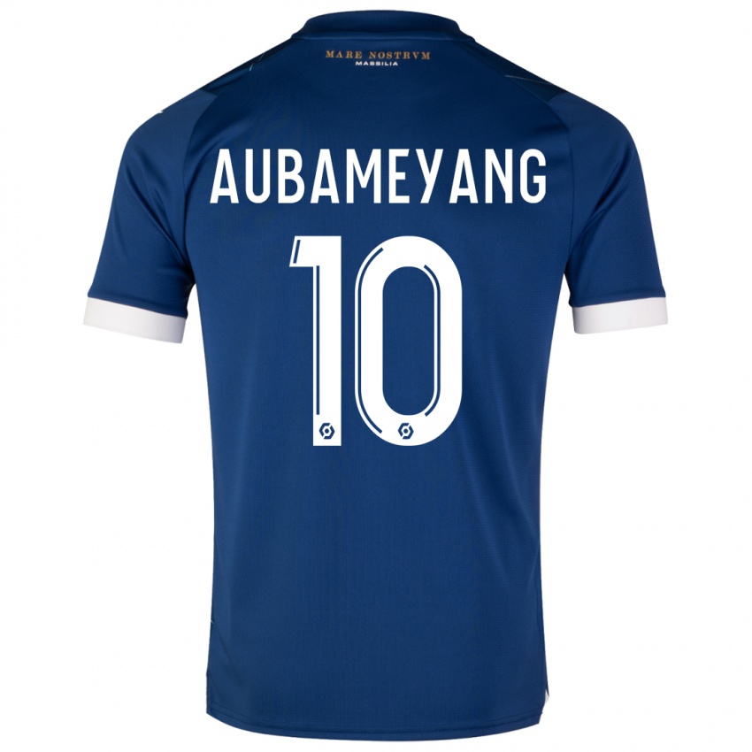 Mujer Camiseta Pierre-Emerick Aubameyang #10 Azul Oscuro 2ª Equipación 2023/24 La Camisa